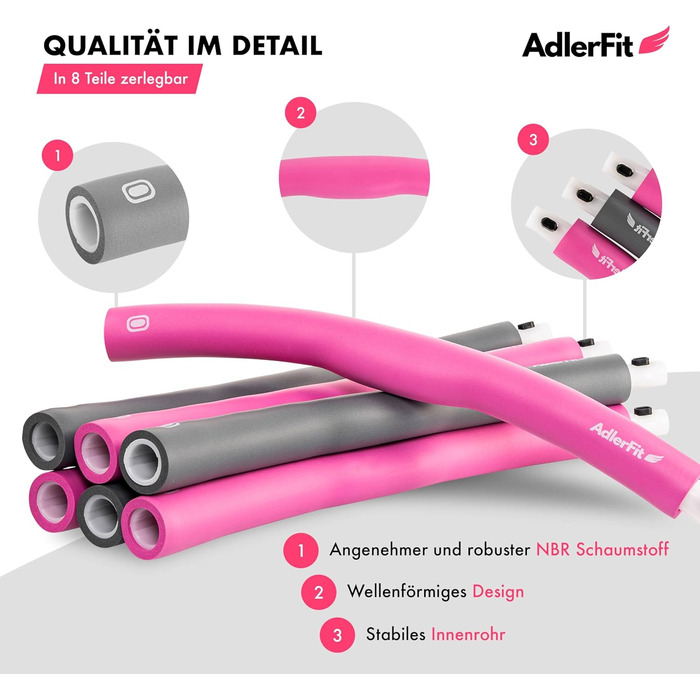 Хула-хуп AdlerFit для дорослих та дітей для схуднення 1,2 кг - діаметр до 100 см - Хула-хуп для початківців, досвідчених та професіоналів - для інтенсивних тренувань - фітнес-хуп