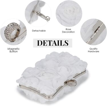 Клатч жіночий Blumen з ланцюжком, білий ідеальний аксесуар для вечірніх та урочистих подій