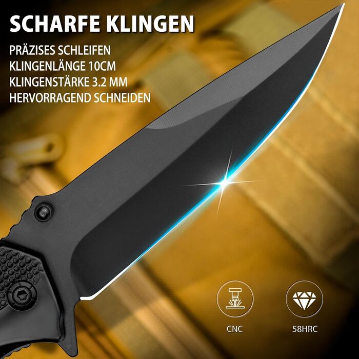 Кишеньковий ніж NedFoss FA48, 10-сантиметровий рятувальний ніж з різаком для ременя, склобій та відкривачка для пляшок, складаний