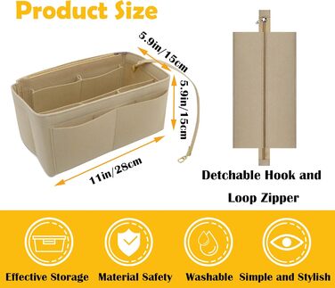 Організатор сумок Heavyoff для жінок, повстяні сумки Внутрішні сумки Багатофункціональні сумки Сумка для покупок з брелоком рожево