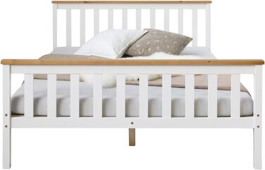 Дерев&39яне ліжко 140x200 з рейковою основою, двоспальне ліжко білого кольору, масив сосни 140 x 200 см, 4u 1843