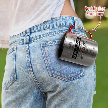 Кухоль True Statements з нержавіючої сталі з кришкою та карабіном, персоналізований Шампанське це не алкоголь Фестивальна або карнавальна кружка 300 мл Подарунок для активного відпочинку та кемпінгу Червоний карабін Шампанське це не алкоголь