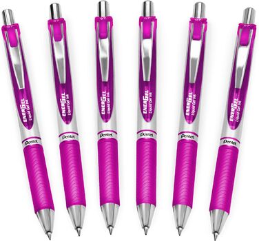 Гелева ручка Pentel EnerGel XM BL77, висувна, 0,7 мм, 54 перероблена, пурпурова, 6 шт.