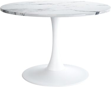 Сучасний круглий обідній стіл, простий обідній стіл для відпочинку, круглий стіл на підставці, бістро-стіл для сніданку на 2-4 особи, журнальний столик, договірний стіл для кухні, їдальні, вітальні та офісу (мармур, 80 см)