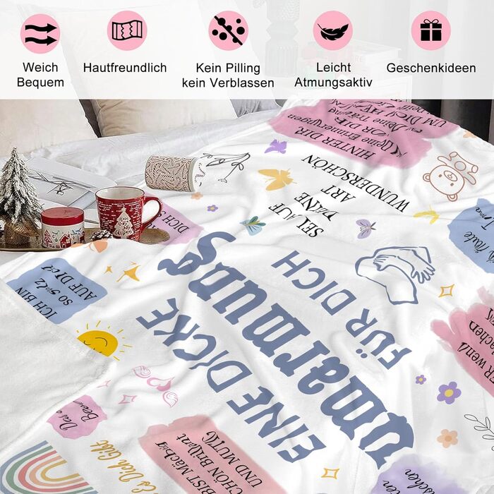 Подарункова ковдра для найкращої подруги 150 x 200 см Персоналізована ковдра для обіймів, натхненний подарунок для дружби для жінки, дівчини, сестри на день народження, різдвяний подарунок для обіймів 150x200 см