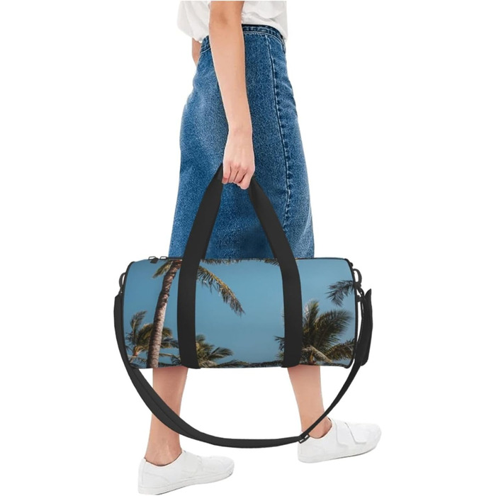 Спортивна сумка, дорожня сумка, пляжна сумка, принт Кокосова пальма, сумка для ночівлі, чорна, універсальний розмір, сумка для подорожей