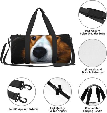 Спортивна сумка для подорожей, малюнок Шетландська вівчарка, Чорна, Універсальний розмір, Дорожня сумка