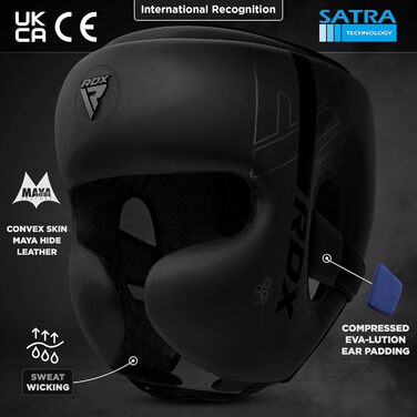 Боксерський шолом RDX для кікбоксингу, бойових мистецтв, тренувань з ММА, шкіряний шолом Maya Hide Kara для спарингу муай-тай, боксерський шолом для крав-мага, муай-тай, карате та тхеквондо, чорний, розмір M