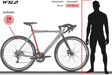 Гравільний велосипед WYLD 28 дюймів Turin Grey, 16 передач, розмір рами 56 см