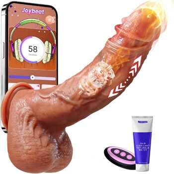 Покращений інтерактивний вібратор для пеніса зі штучним інтелектом 5-в-1, фалоімітатор XXL з штовхаючою, вібруючою та зігрівальною секс-іграшкою для жінок, комплекти вібраторів з рідкого силікону для анального сексу для жінок з присоскою, тілесно-коричнев
