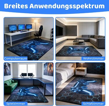 Ігровий килимок, нековзний кришталевий оксамитовий ігровий килимок, стильний синій килимок з ігровим контролером для ігрових кімнат хлопчиків, декор дитячої кімнати для хлопчиків, 80x120 см