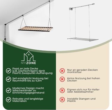 Для одягу кінь стельова компактна, висувна, стійка, 115x60см стельова сушарка для одягу, складна стельова сушарка, висока сушарка
