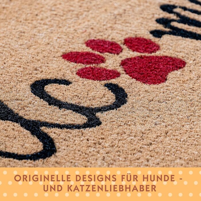 Кокосовий килимок для приміщень - Натуральний килимок для уловлювання бруду, Кокосовий килимок для вулиці для котів та собак, Водостійкий та нековзний килимок для коридорів, входів та критих приміщень, 60x40 см