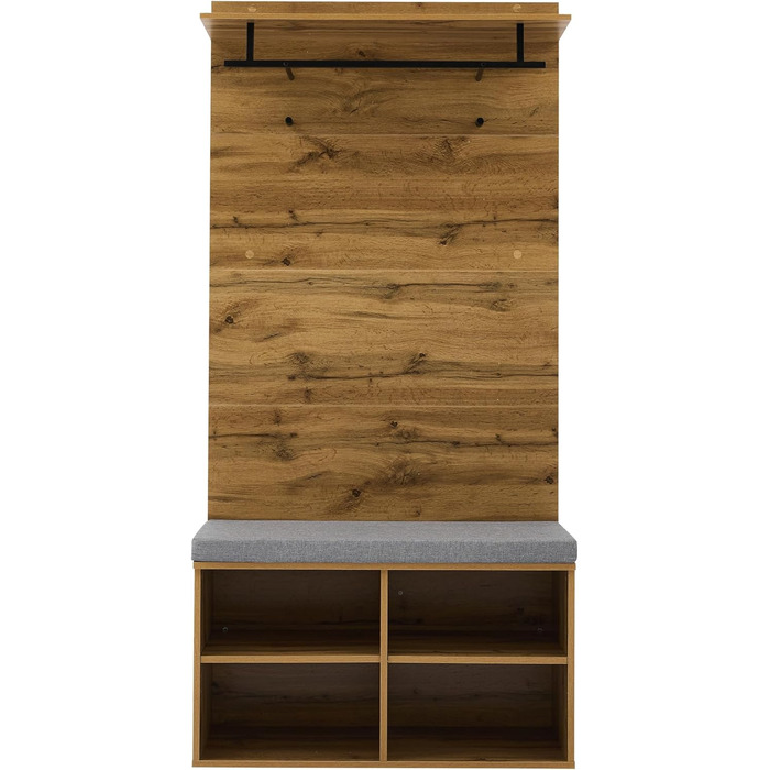 Шафа для одягу Ymkua настінна, шафа для передпокою з лавкою для взуття та подушками, шафа для одягу з вішалкою для одягу та регуль