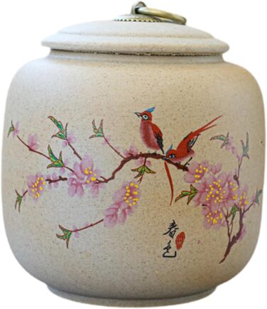 Перфектна керамічна банка з кришкою, порцелянова чайна ємність, контейнер для зберігання розсипного чаю, контейнер для зберігання чаю для спецій, порошків, горіхів, листя лотоса, птаха