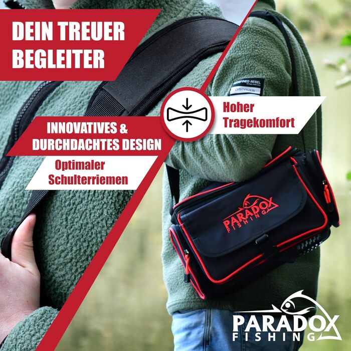 Сумка для рибалки Paradox Fishing I включно з 4 коробками I рибальський рюкзак для риболовлі - багато місця для наживки та рибальських аксесуарів