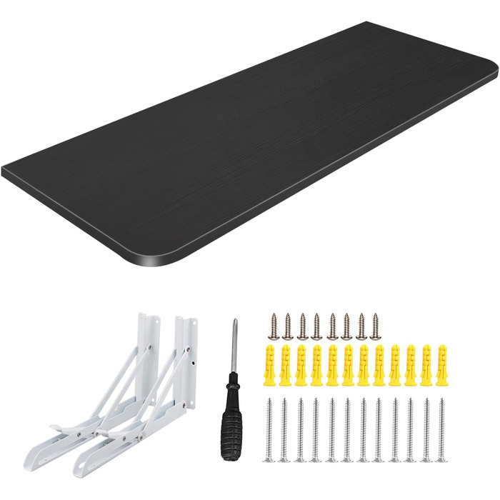 Дерев&39яний настінний розкладний стіл Kedia, компактний обідній стіл, письмовий стіл, кухонний стіл, стіл для ноутбука, обідній стіл, офісний стіл (60 * 30 * 1,6 см, чорний) 60*30*1,6 см, чорний