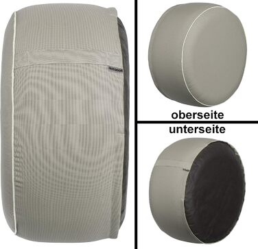 Надувний пуф Brandsseller для вулиці Ø 55 x 25 см Водовідштовхувальне крісло-мішок для саду, патіо, вітальні та пляжу Водостійкий та легкий у догляді, сіро-коричневий