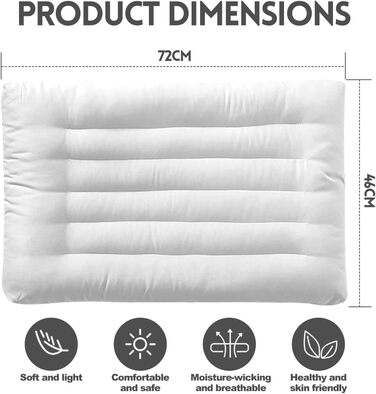 Ультраплоска ергономічна подушка з піни з ефектом пам&39яті, для зняття болю в шиї, ідеально підходить для сну на боці, спині та животі (біла)