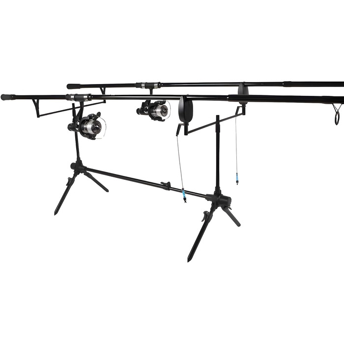 Набір для лову коропа - Повний комплект рибальського спорядження для коропових рибалок - Вудка, котушка, сигналізатор клювання, свінгер та багато іншого - Високоякісний набір для початківців та експертів - У комплекті стандартний кейс на 2 вудки