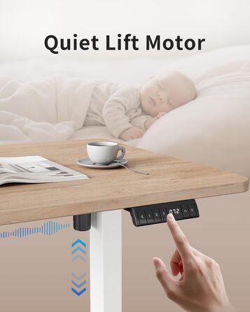 Стіл FEZIBO з регульованою висотою та портами зарядки USB-A та USB-C, 100 x 60 см