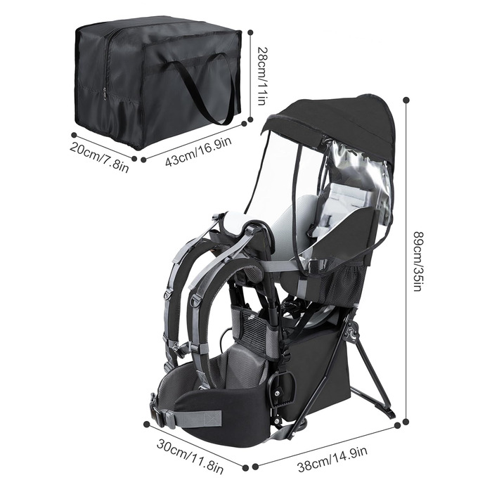Дитяча коляска besrey Kraxe з сумкою для зберігання, портативна дитяча коляска для подорожей, дитяча коляска для походів на 6-36 м