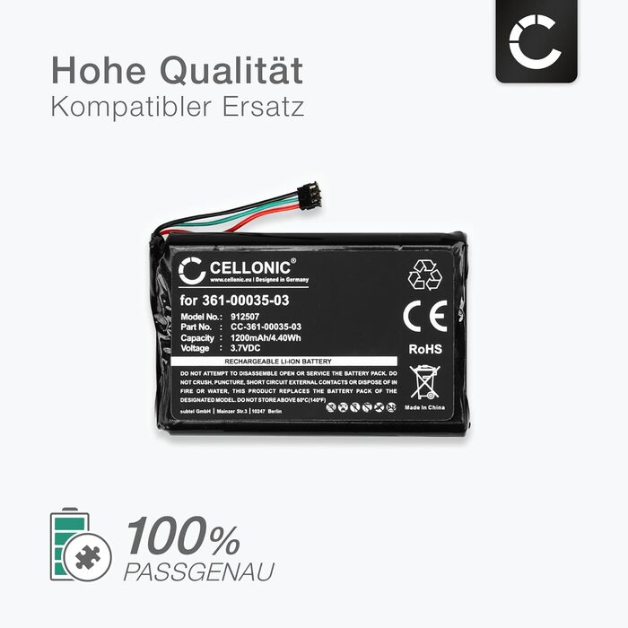 Акумулятор для GPS-навігації, сумісний з Garmin Edge 810, Edge Touring Plus, nvi 2495LMT (1200 мАг, 3,7 В) Запасний акумулятор для набору інструментів 361-00035-03