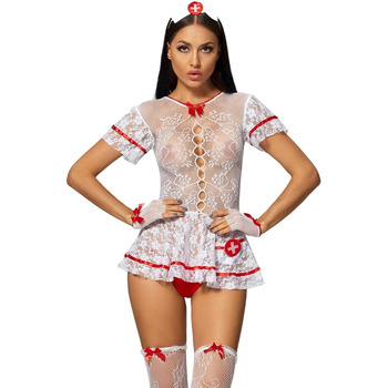 Жіночий сексуальний костюм медсестри/костюм косплей/уніформа/білизна/біла спинка/уніформа для медсестер/медбратів/рольові ігри/костюм у комплекті/безрукавка/нічна білизна/білизна/стиль Хеллоуїна/білий