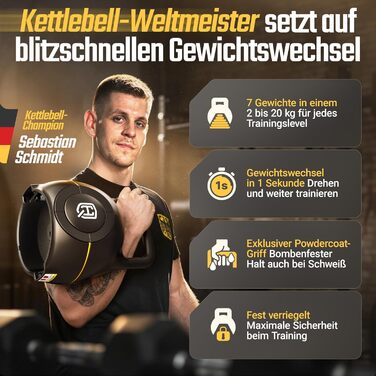 Регульована гиря HQ Germany Порошкове покриття грифу - 10/20 кг, чорна