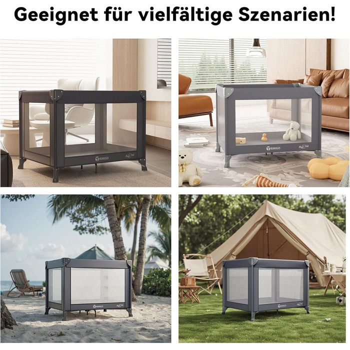 Дитяче ліжечко Dream N Play, складне дитяче ліжечко, складне та портативне для дітей вагою до 15 кг, компактне ліжечко для новонароджених та малюків, включаючи сумку для перенесення (сірий колір)