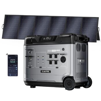 Сонячний генератор OUKITEL P5000 Pro із сонячною панеллю 500 Вт, електростанцією 5120 Втгод із 5 розетками змінного струму по 4000 Вт (пікова потужність 8000 Вт), швидкою зарядкою 1800 Вт, домашнім аварійним джерелом живлення, резервним акумулятором P5000
