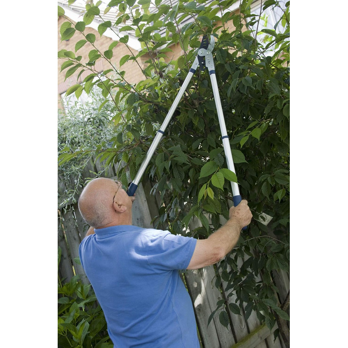 Телескопічні секатори Spear & Jackson 8090RS Razorsharp з храповим механізмом, обхідним різанням, висувними телескопічними ручками з поворотним фіксатором, лезами з вуглецевої сталі C50, покриттям PTFE