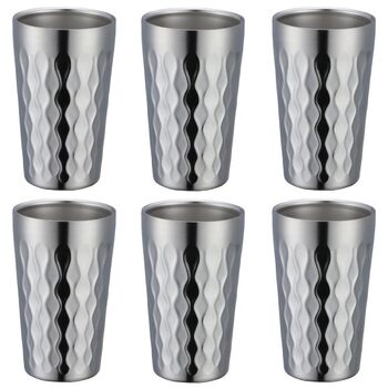 Двостінні ізольовані чашки з нержавіючої сталі для використання на вулиці, сріблястого кольору, 6 шт.
