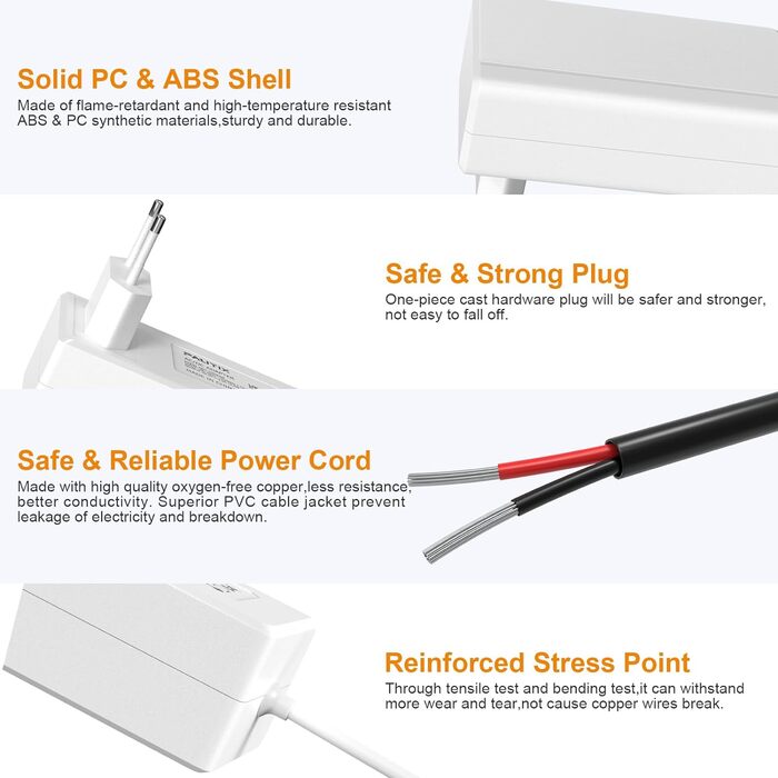 Світлодіодна стрічка PAUTIX Штекер ЄС DC24V 2A Блок живлення для світлодіодної стрічки, світлодіодний драйвер адаптера живлення AC100-240, максимальний блок живлення 48 Вт (білий 24 В/3 А)