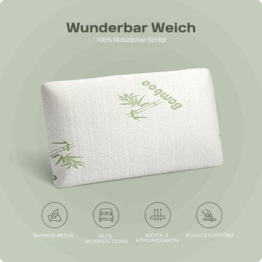 Ортопедична подушка для шиї Sleeptime - Подушка для голови виготовлена з в&39язкопружної гелевої піни (піна з ефектом пам&39яті), що знімає тиск, з бамбуковим чохлом - Розмір подушки 70x40 см - Висота 12 см