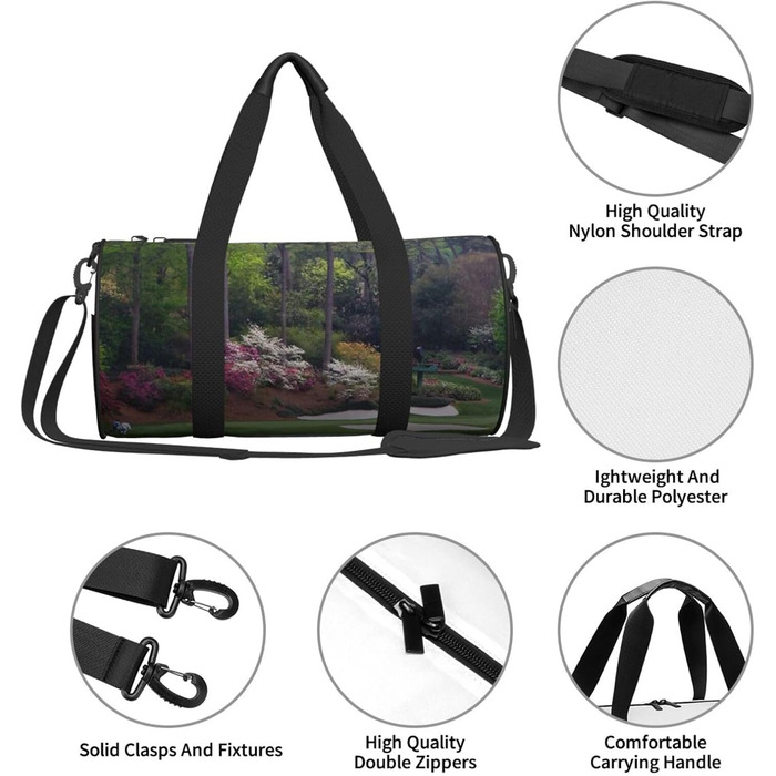 Дорожня сумка з чорно-золотим дизайном, кругла форма, великий об'єм, легка та міцна. Ідеальний подарунок для подорожей, походів, ділових поїздок та занять гольфом, універсальний розмір.