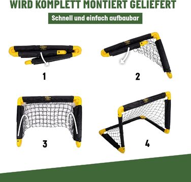 Футбольні ворота Umbro - Футбольні ворота 50 x 44 x 44 см - Складані футбольні ворота - Футбольні ворота для дітей садівництва - Футбольне тренувальне обладнання для використання в приміщенні та на вулиці - Чорний/Жовтий