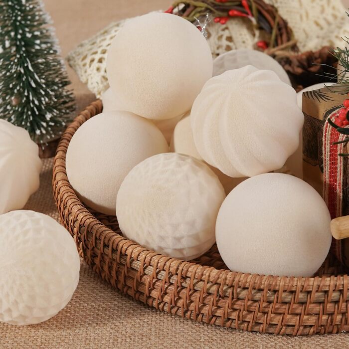 Набір з 16 оксамитових різдвяних прикрас для ялинки біжевий Miaikoe