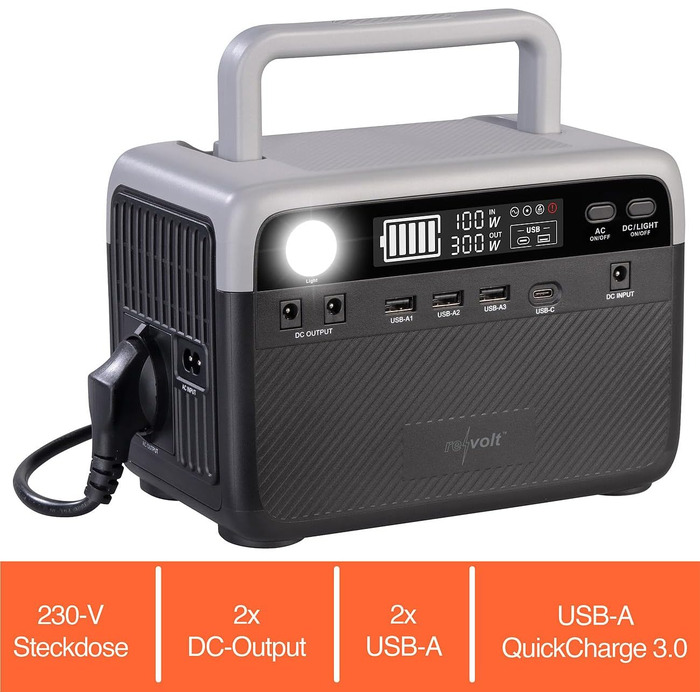 230 Wh, 230 V, 300 W & Solarpanel 60 W (Solar-Powerbank 230 Volt, Solar Power-Stations Camping), 230 Wh, 230 V, 300 W & Solarpanel 60 W (Solar-Powerbank 230 Volt, Solar Power-Stations Camping)