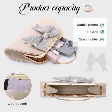 Вечірня сумочка-клатч з оксамиту з блискучою стрічкою та знімним ланцюжком. Елегантна жіноча сумочка для весіль, вечірок та вечерь, бежевого кольору.