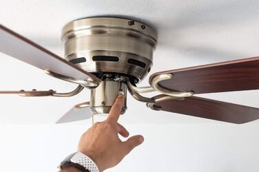 Стельовий вентилятор Kisa без підсвічування Вентилятор із тяговим перемикачем із старовинної латуні з реверсивними лопатями з рожевого та горіхового дерева, діаметр 105 см. (Колір латунь, палісандр/горіх)