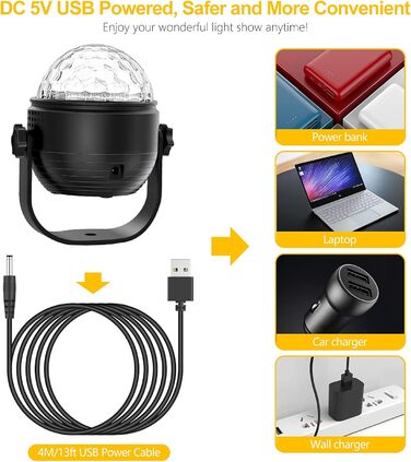 Диско-куля, обертова музика Gritin на 360 Світлодіодний світильник для вечірки Диско-світло з дистанційним керуванням - динамічні