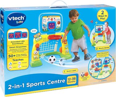Спортивний центр VTech 3-в-1, дитяча інтерактивна іграшка з кольорами та звуками, навчальні ігри для дітей, навчання за допомогою