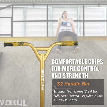 Самокат VOKUL TRII S2 Pro Stunt Scooter - самокат для трюків у стилі фрістайл з колесами 100 мм - з хромолієвим кермом, що обертає