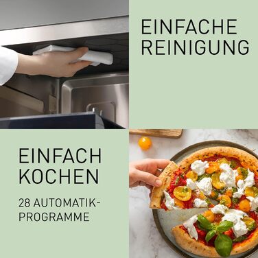 В-1 комбінація мікрохвильової печі та гриля, планшет, 27 літрів, 1000 Вт, приготування на двох рівнях, сенсор Genius, 32 автоматичні програми, піддон для гриля, легко миється, чорний з верхнім/нижнім нагріванням (простір для приготування їжі 27 л), 59NMET