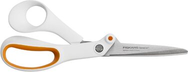 Універсальні ножиці Fiskars Razor Edge, довжина 21 см, лезо з нержавіючої сталі/пластикові ручки, білий/помаранчевий, підсилювач 1005223 універсальні ножиці 21 см