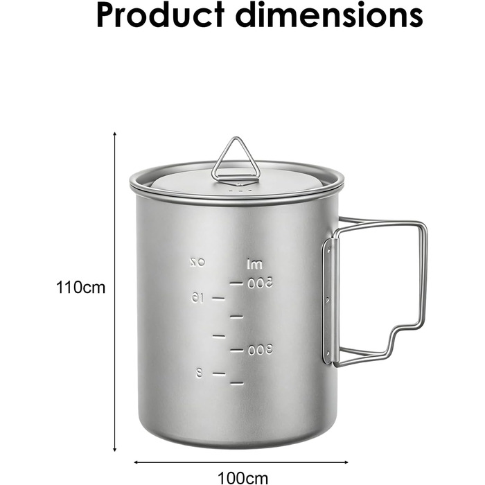 Титанова кемпінгова каструля об&39ємом 750 мл з кришкою, ізольована складна титанова кружка зі складною ручкою для активного відпочинку, походів, бушкрафту та виживання, включаючи сітку для перенесення