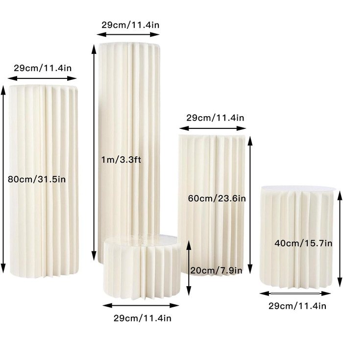 Весільний картон Квіткова колона Вази Складаний квітковий стенд Декоративна колона Білий циліндричний Центральні елементи заручин - Набір квіткових ваз підставка партійних столів прикраси Елегантний сипучий, 5 шт.
