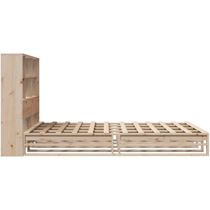 Ліжко vidaXL з масиву дерева, ліжко з книжковою полицею (матрац не входить до комплекту), дерев&39яний каркас ліжка з рейковою основою, ліжко з палет, двоспальне ліжко для спальні, 140x190 см, коричневий колір.
