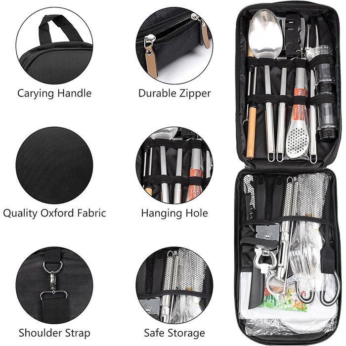 Предметний набір кухонного начиння для кемпінгу, портативне кухонне начиння для кемпінгу, набір посуду для пікніків, барбекю, подорожей та активного відпочинку., 35-